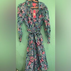 Lilly Pulitzer Mira stretch shirt dress Floral Long Sleeve NWT preppy resort 14